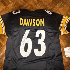Pittsburgh Steelers Dawson 63 Signed Large Jersey Certificate of Authenticity